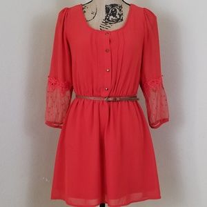 Sequin Hearts 3/4 Sleeve Mini Dress sz S